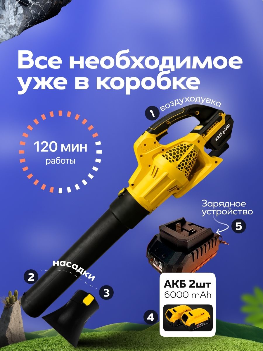 Аккумуляторная воздуходувка, слайд 3