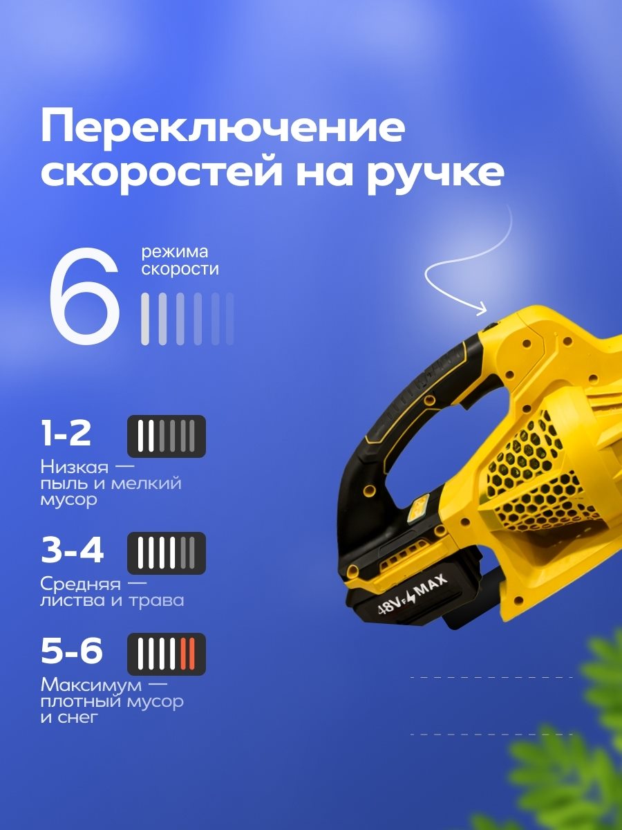 Аккумуляторная воздуходувка, слайд 4